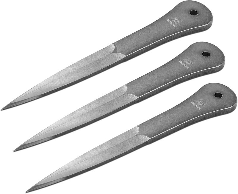 WICING 9.5 Inch Throwing Spikes - 0.236" Thick Full Tang Design, with Nylon Sheaths for Recreation and Competition - 3 Pack - Image 1